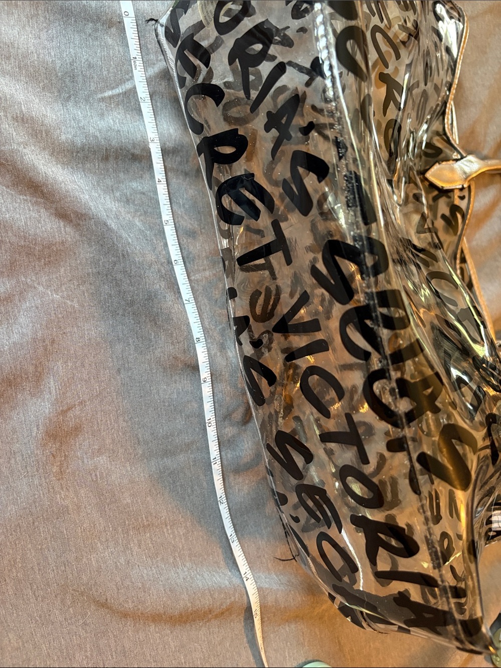 Victoria's Secret Clear Tote with Black Script and Rose Gold Trim - Picture 3 of 3
